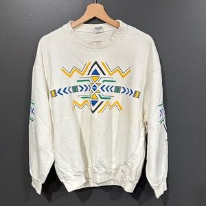 Head Men's White Sweater with Geometric Design